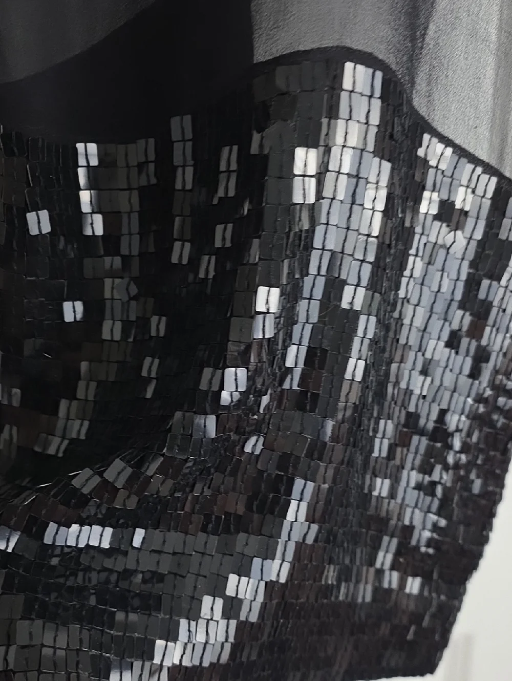 Black Silk Sheer Scarf/Wrap With Sequin Trim
